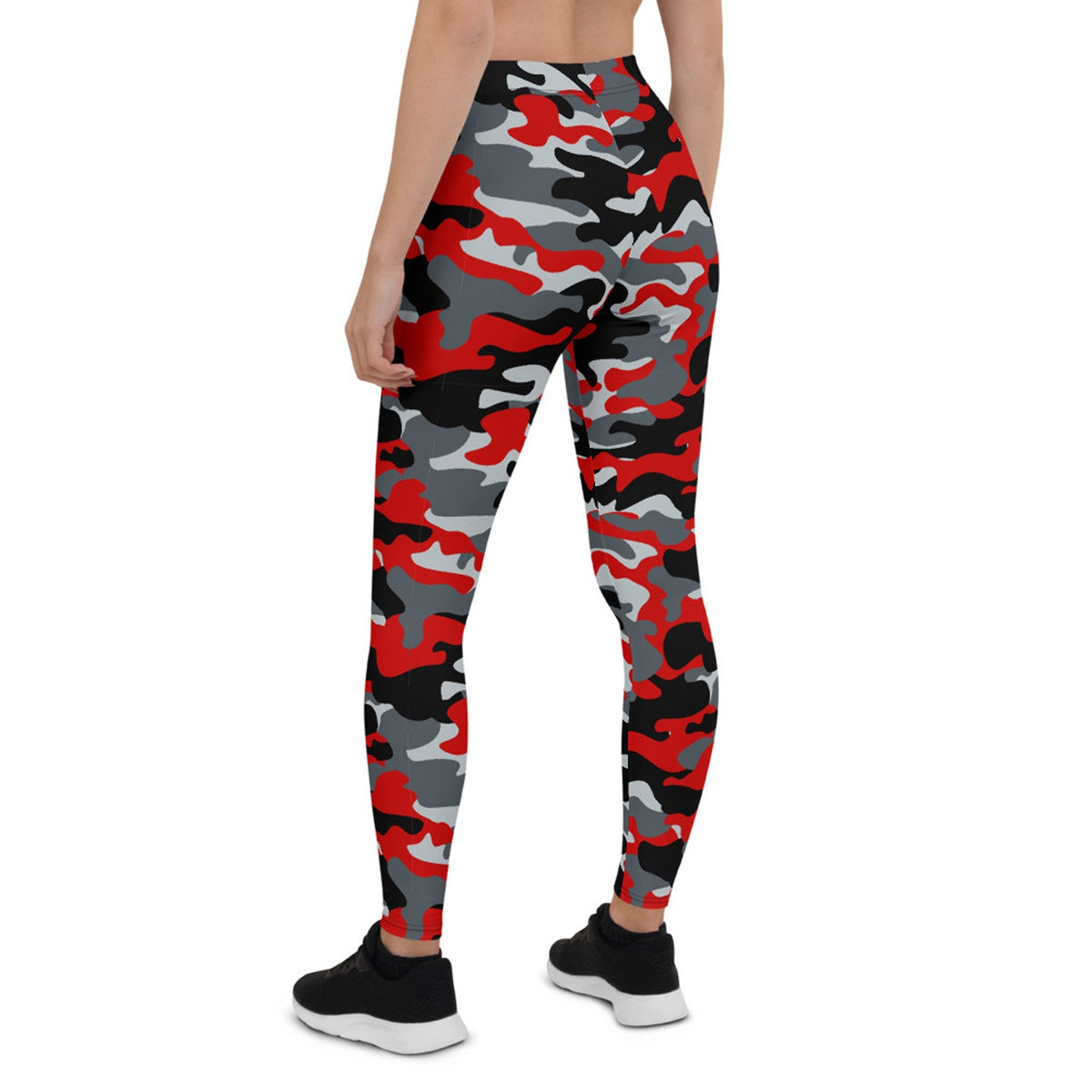 Red and Gray Camo Leggings for Women - The Coin Has A Say