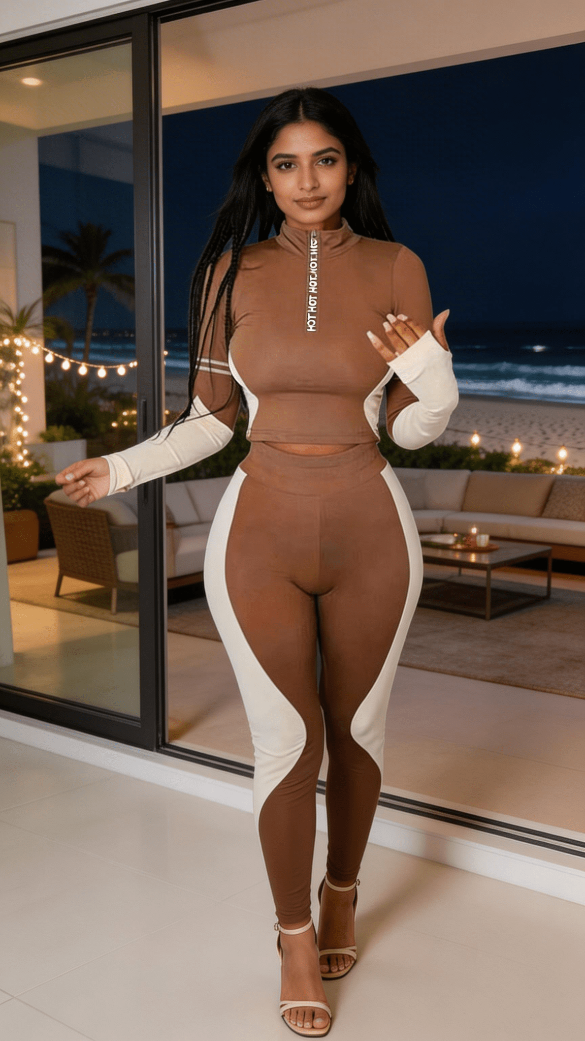 Two Pieces Activewear Long Sleeve Crop Top with High Waist Leggings - The Coin Has A Say