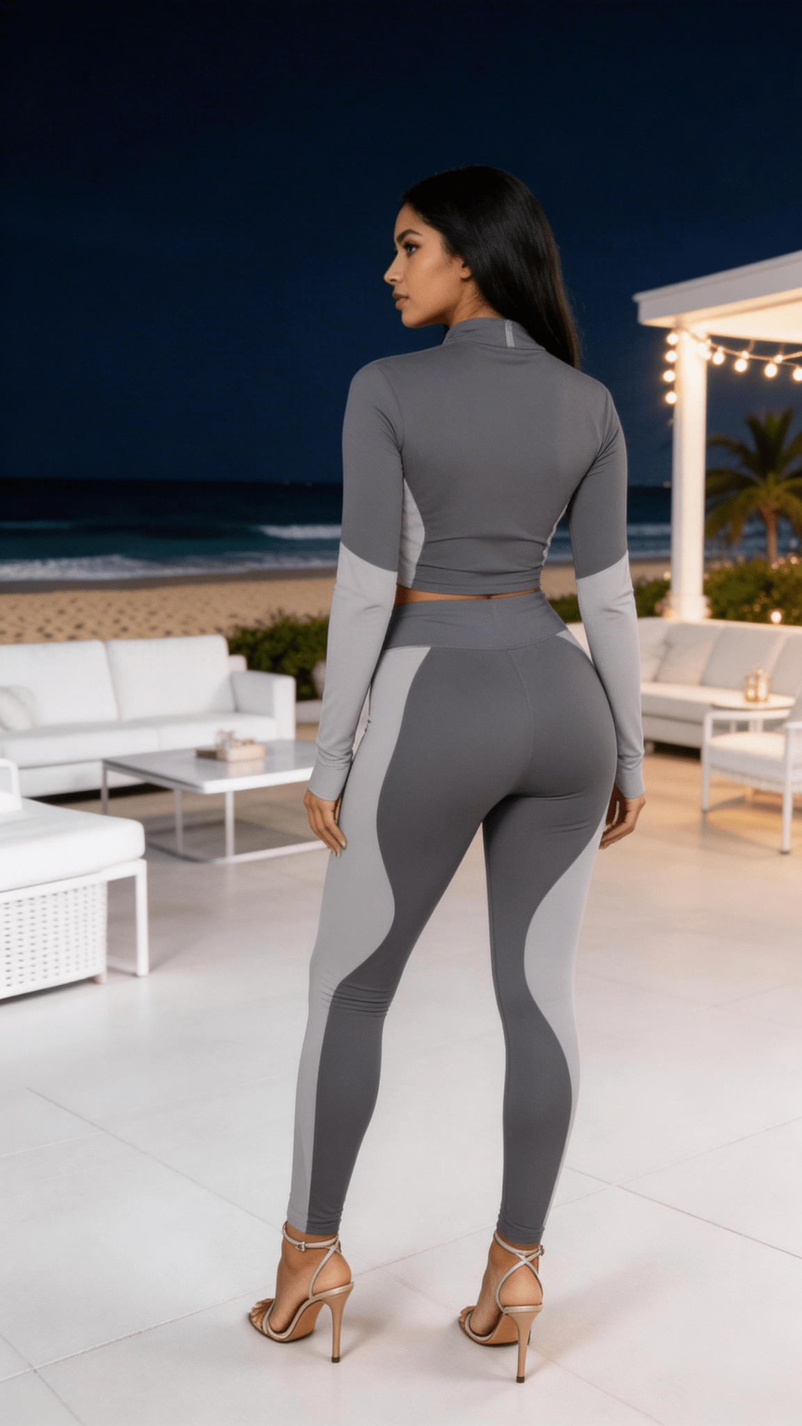 Two Pieces Activewear Long Sleeve Crop Top with High Waist Leggings - The Coin Has A Say