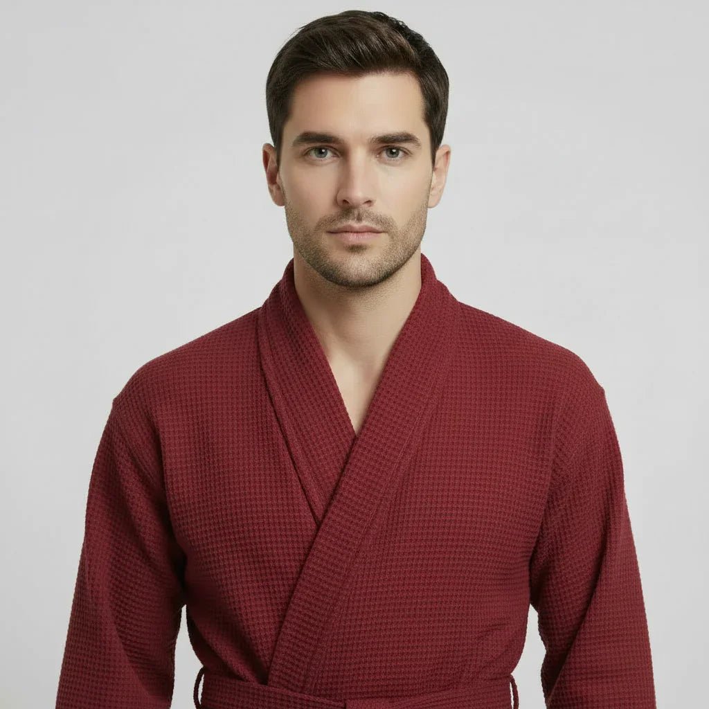 Waffle Spa Bathrobe for Men - Absorbent, Lightweight - The Coin Has A Say