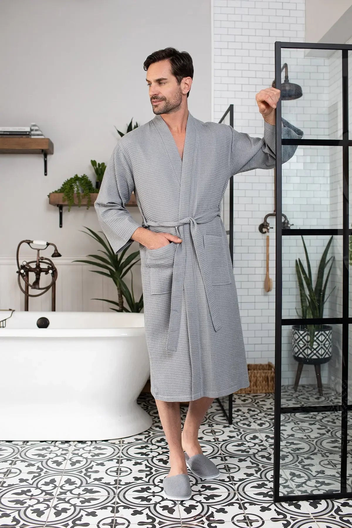 Waffle Spa Bathrobe for Men - Absorbent, Lightweight - The Coin Has A Say