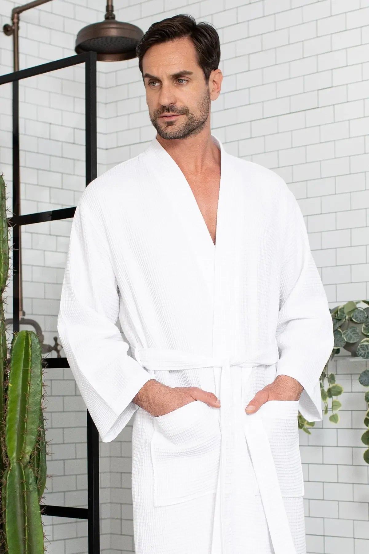 Waffle Spa Bathrobe for Men - Absorbent, Lightweight - The Coin Has A Say