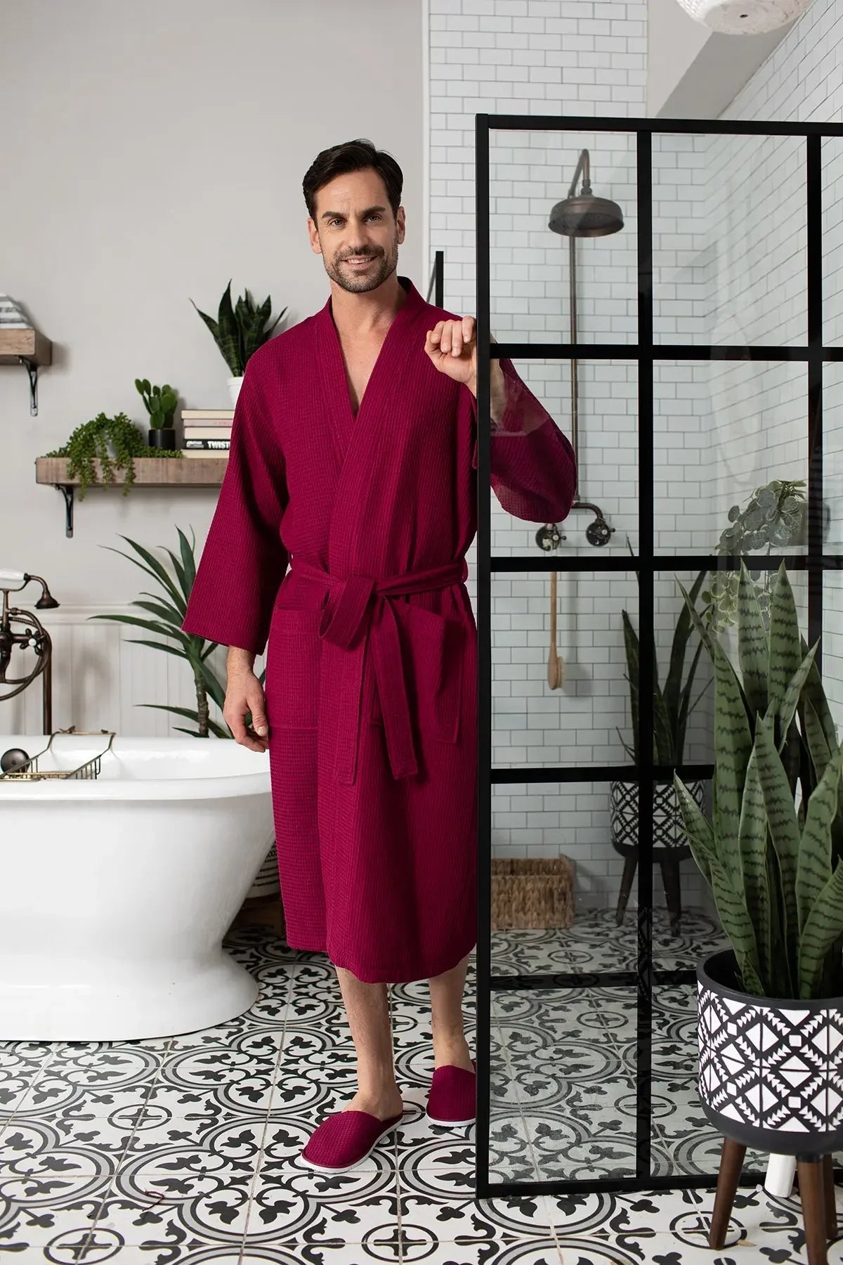 Waffle Spa Bathrobe for Men - Absorbent, Lightweight - The Coin Has A Say