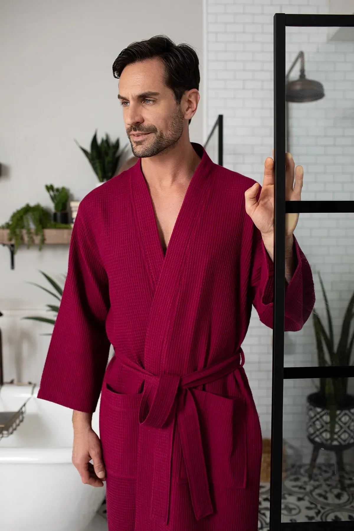 Waffle Spa Bathrobe for Men - Absorbent, Lightweight - The Coin Has A Say
