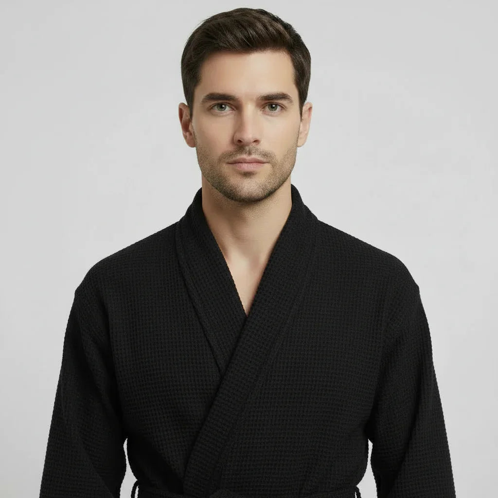 Waffle Spa Bathrobe for Men - Absorbent, Lightweight - The Coin Has A Say