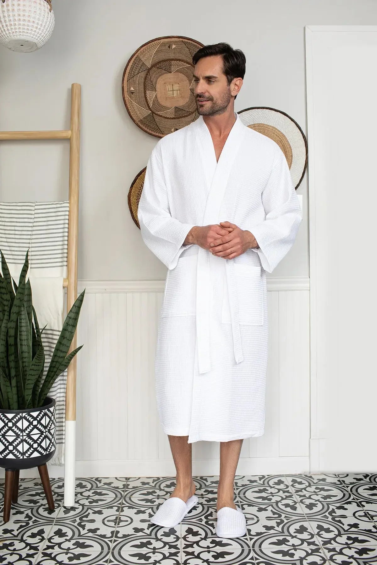 Waffle Spa Bathrobe for Men - Absorbent, Lightweight - The Coin Has A Say