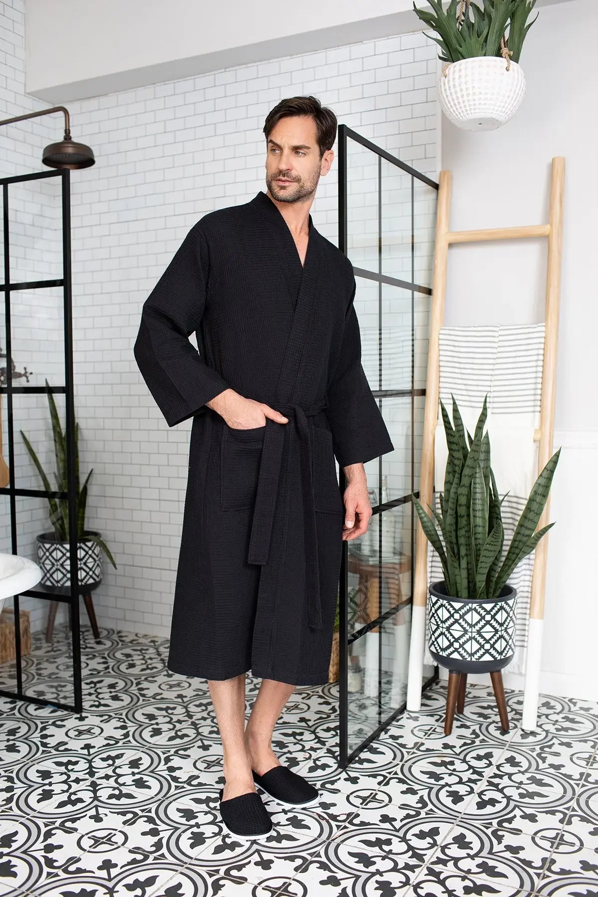 Waffle Spa Bathrobe for Men - Absorbent, Lightweight - The Coin Has A Say