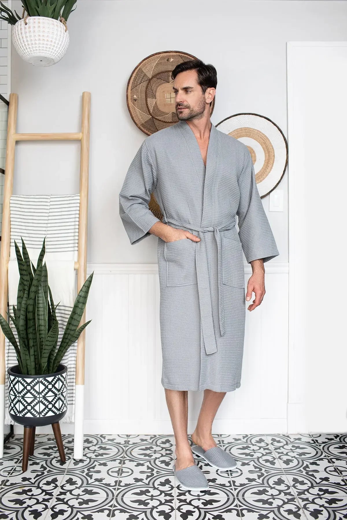 Waffle Spa Bathrobe for Men - Absorbent, Lightweight - The Coin Has A Say