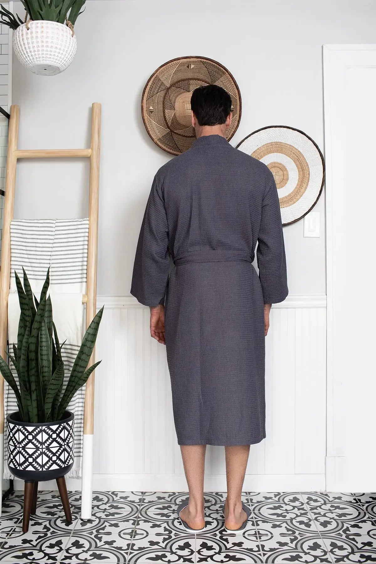 Waffle Spa Bathrobe for Men - Absorbent, Lightweight - The Coin Has A Say