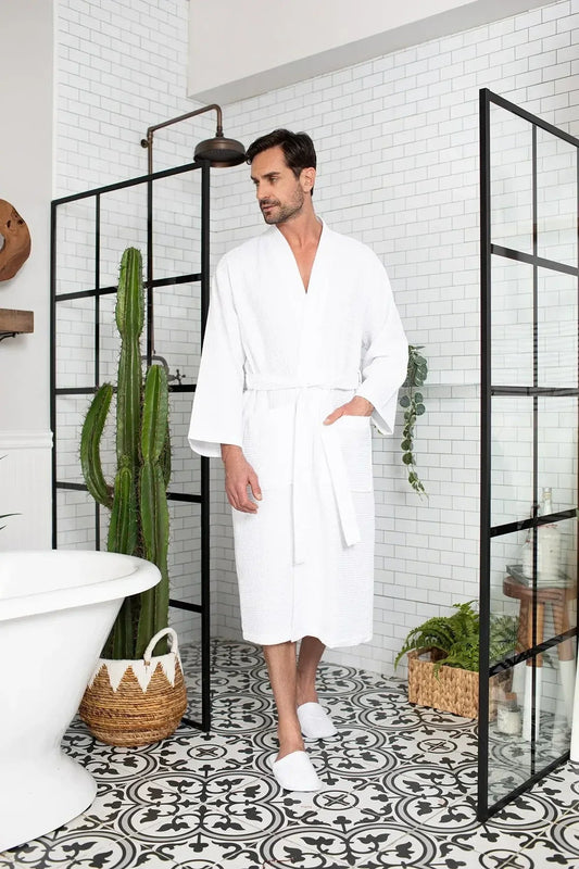 Waffle Spa Bathrobe for Men - Absorbent, Lightweight - The Coin Has A Say