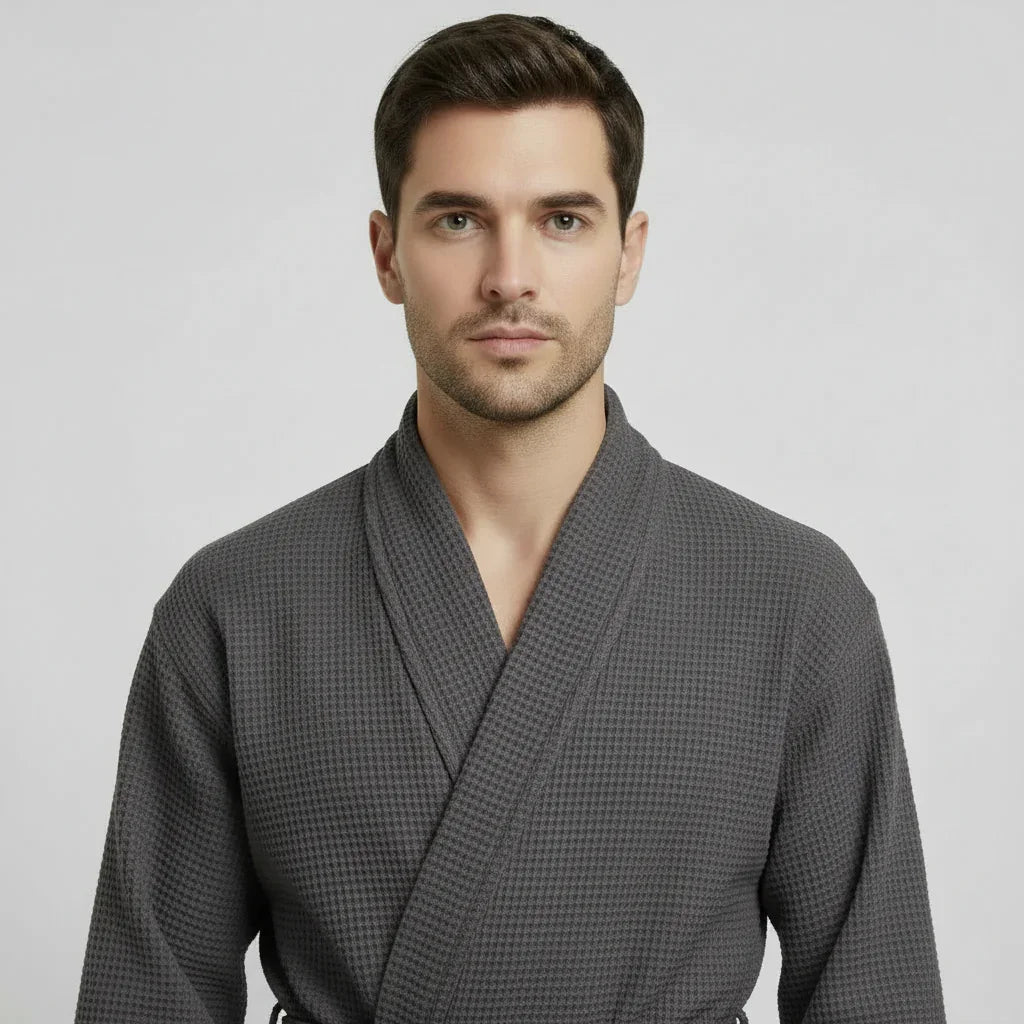 Waffle Spa Bathrobe for Men - Absorbent, Lightweight - The Coin Has A Say