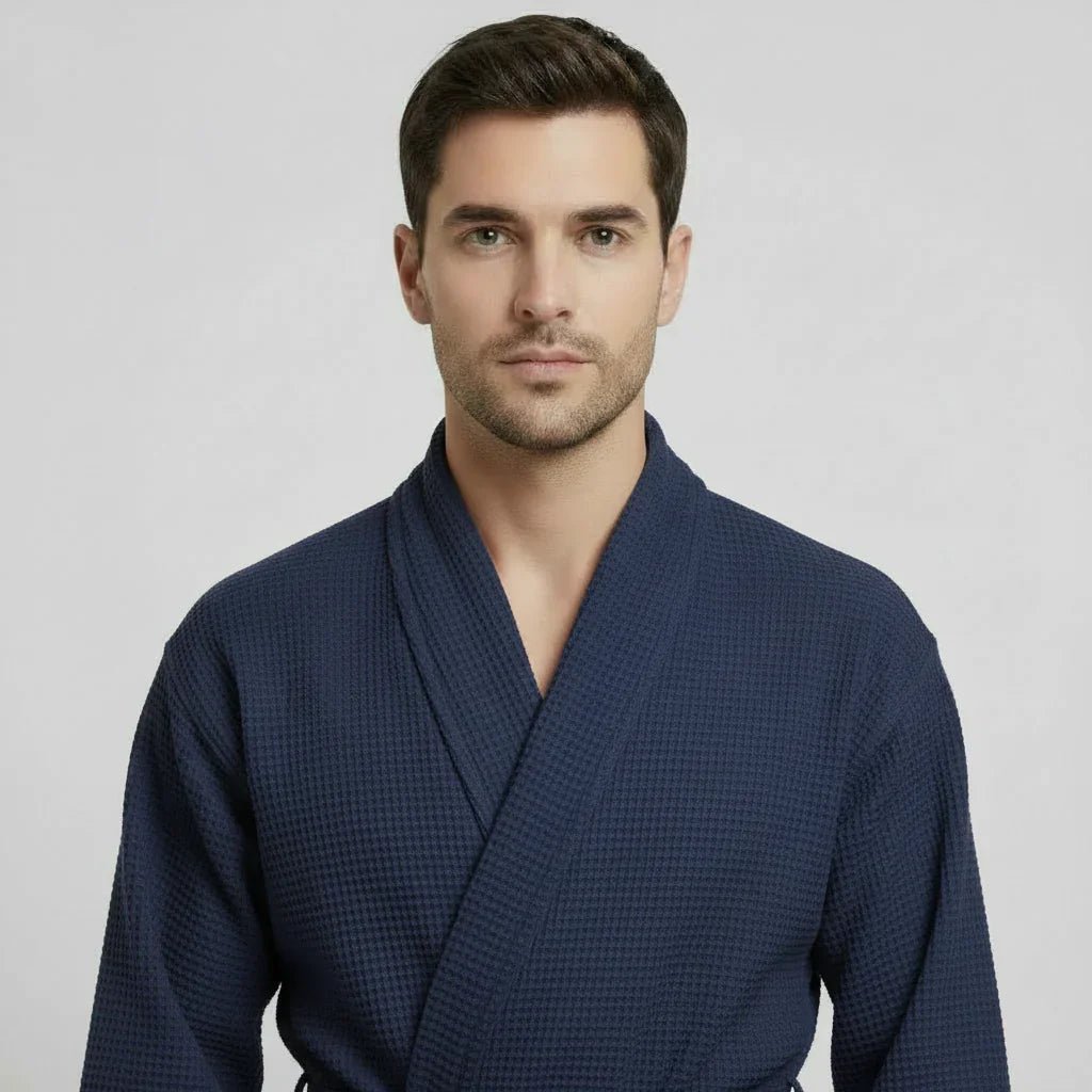 Waffle Spa Bathrobe for Men - Absorbent, Lightweight - The Coin Has A Say