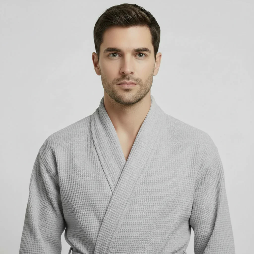 Waffle Spa Bathrobe for Men - Absorbent, Lightweight - The Coin Has A Say