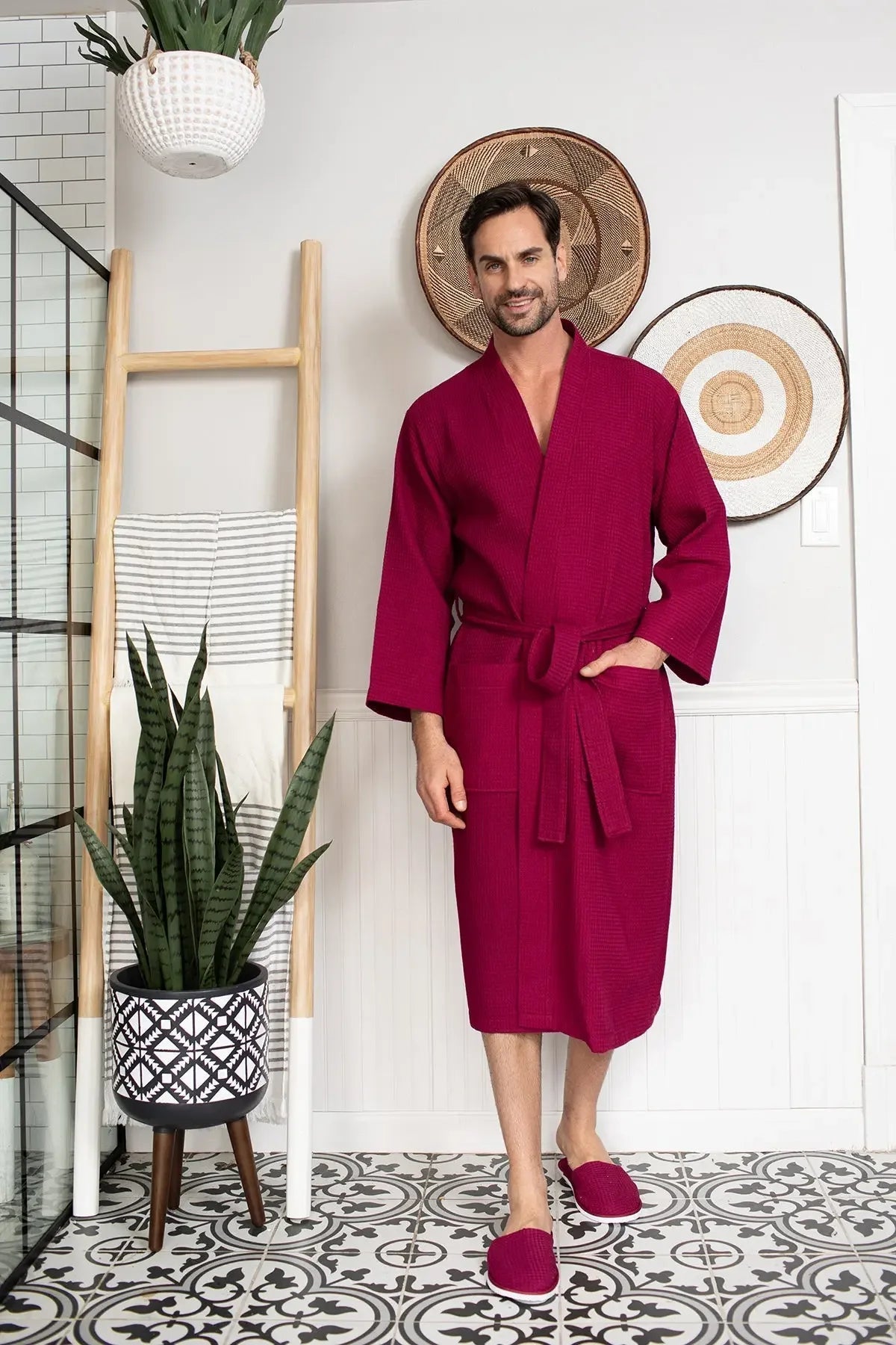 Waffle Spa Bathrobe for Men - Absorbent, Lightweight - The Coin Has A Say
