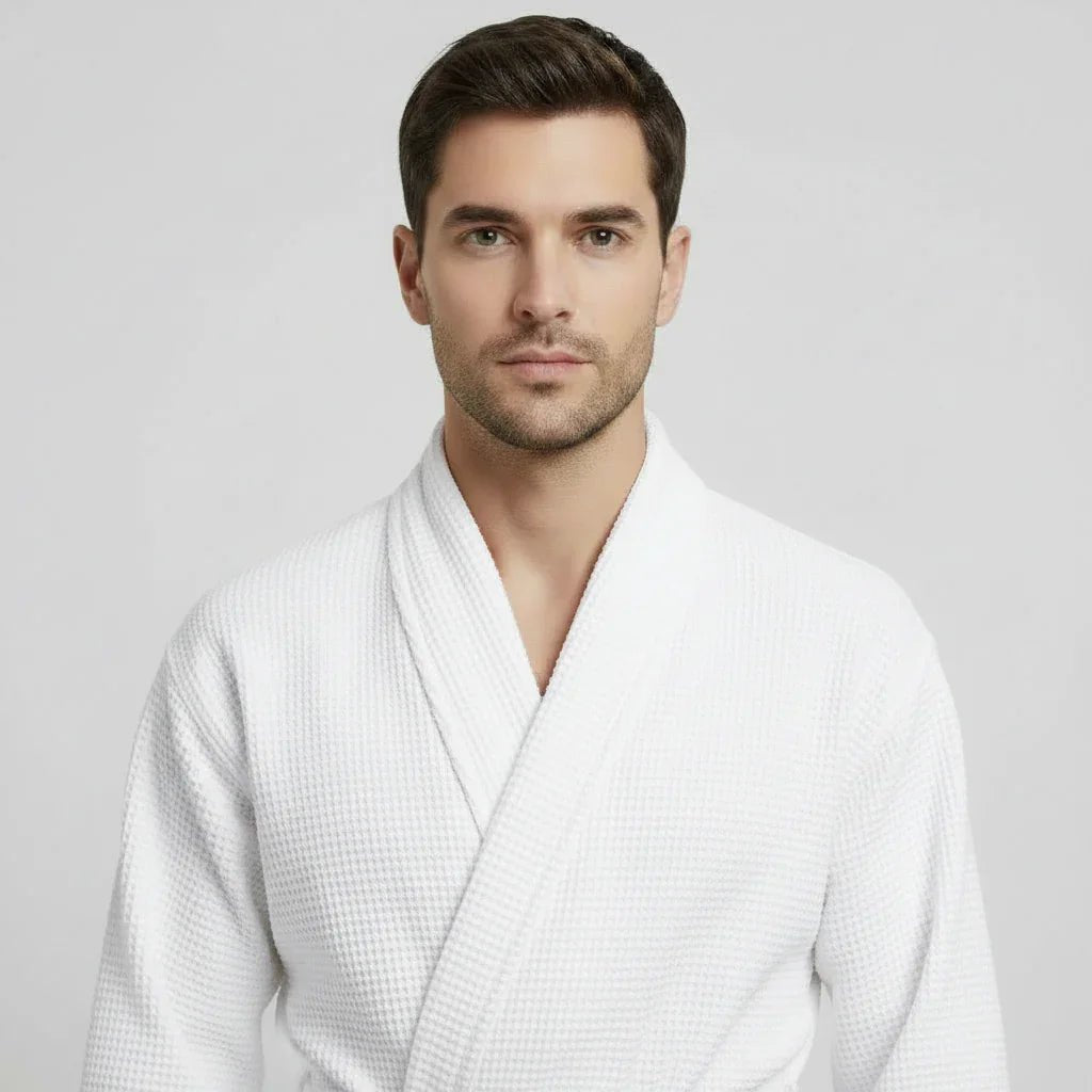 Waffle Spa Bathrobe for Men - Absorbent, Lightweight - The Coin Has A Say