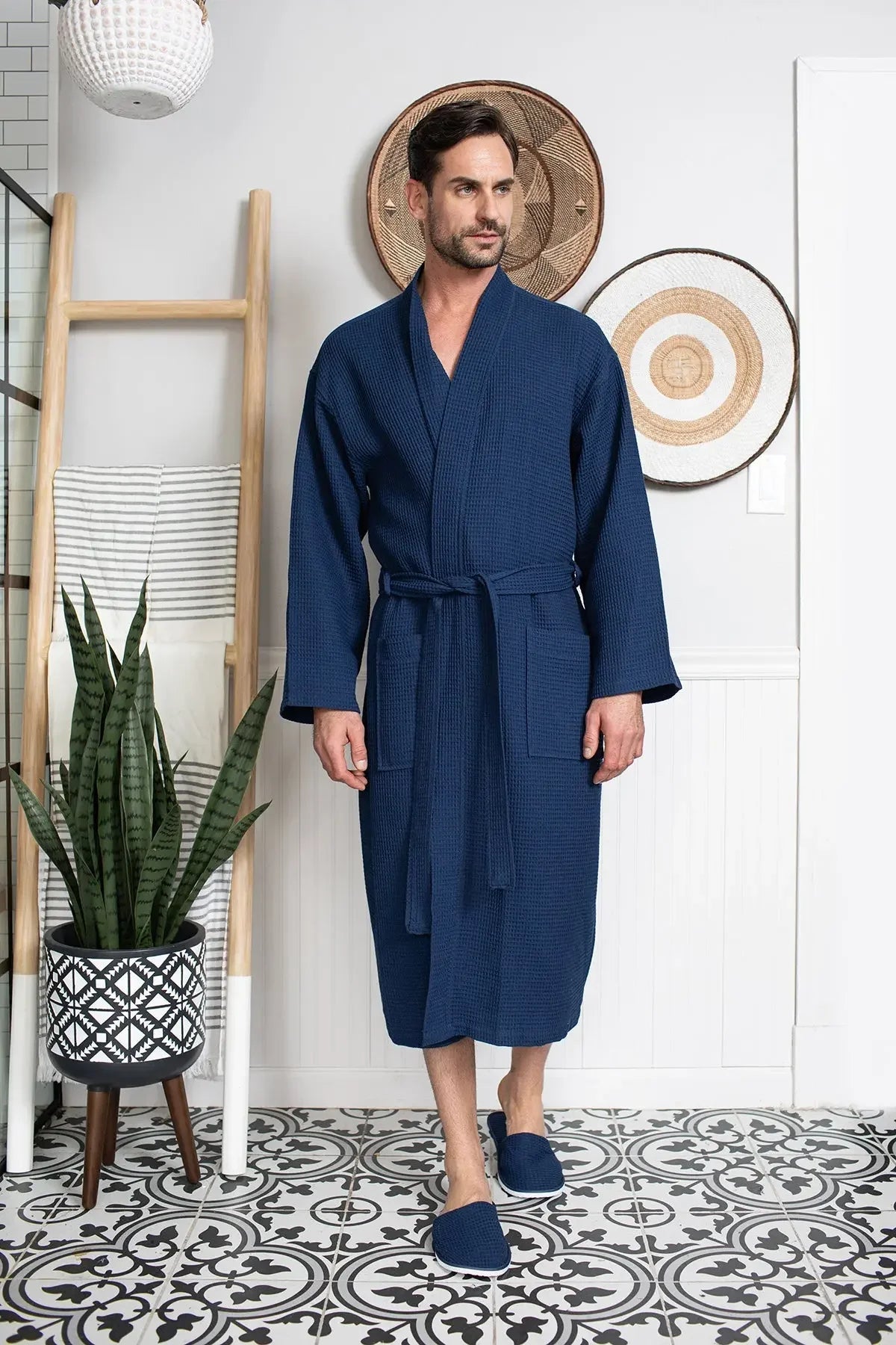 Waffle Spa Bathrobe for Men - Absorbent, Lightweight - The Coin Has A Say