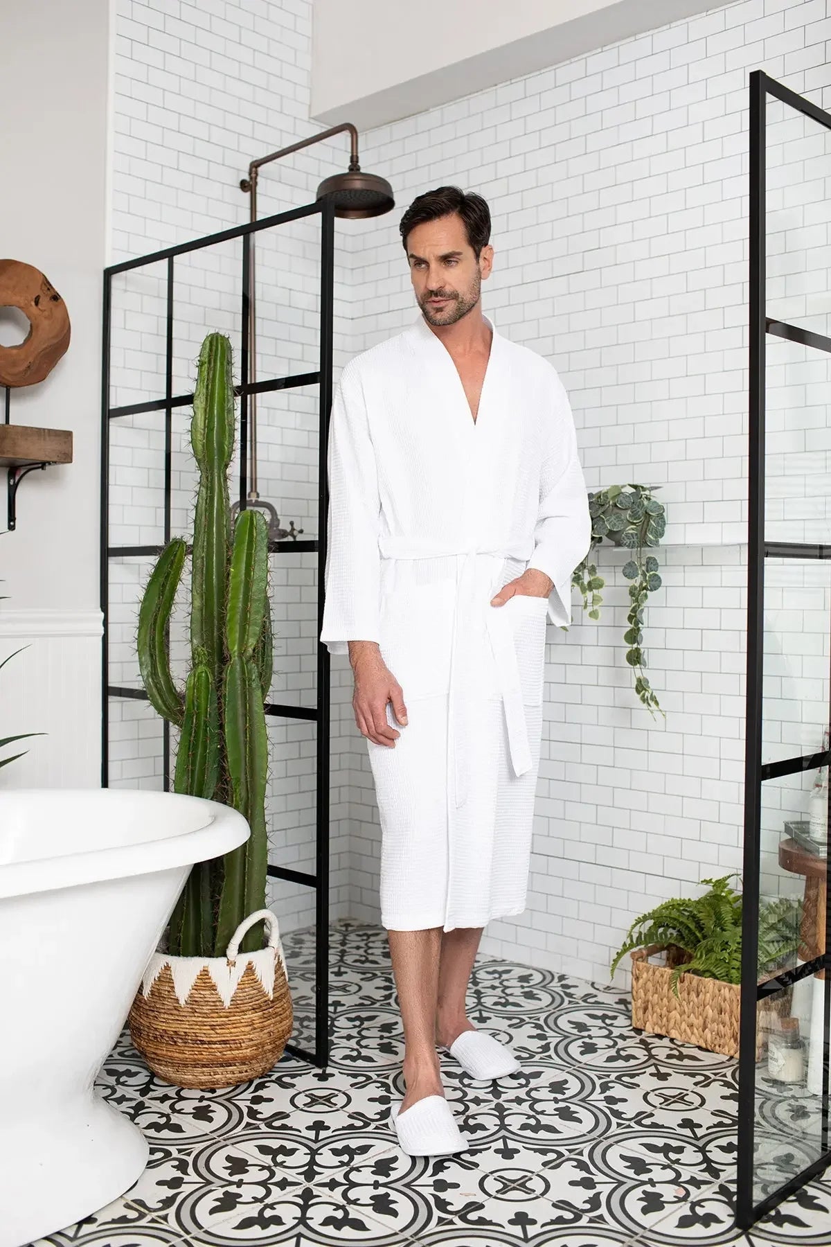 Waffle Spa Bathrobe for Men - Absorbent, Lightweight - The Coin Has A Say