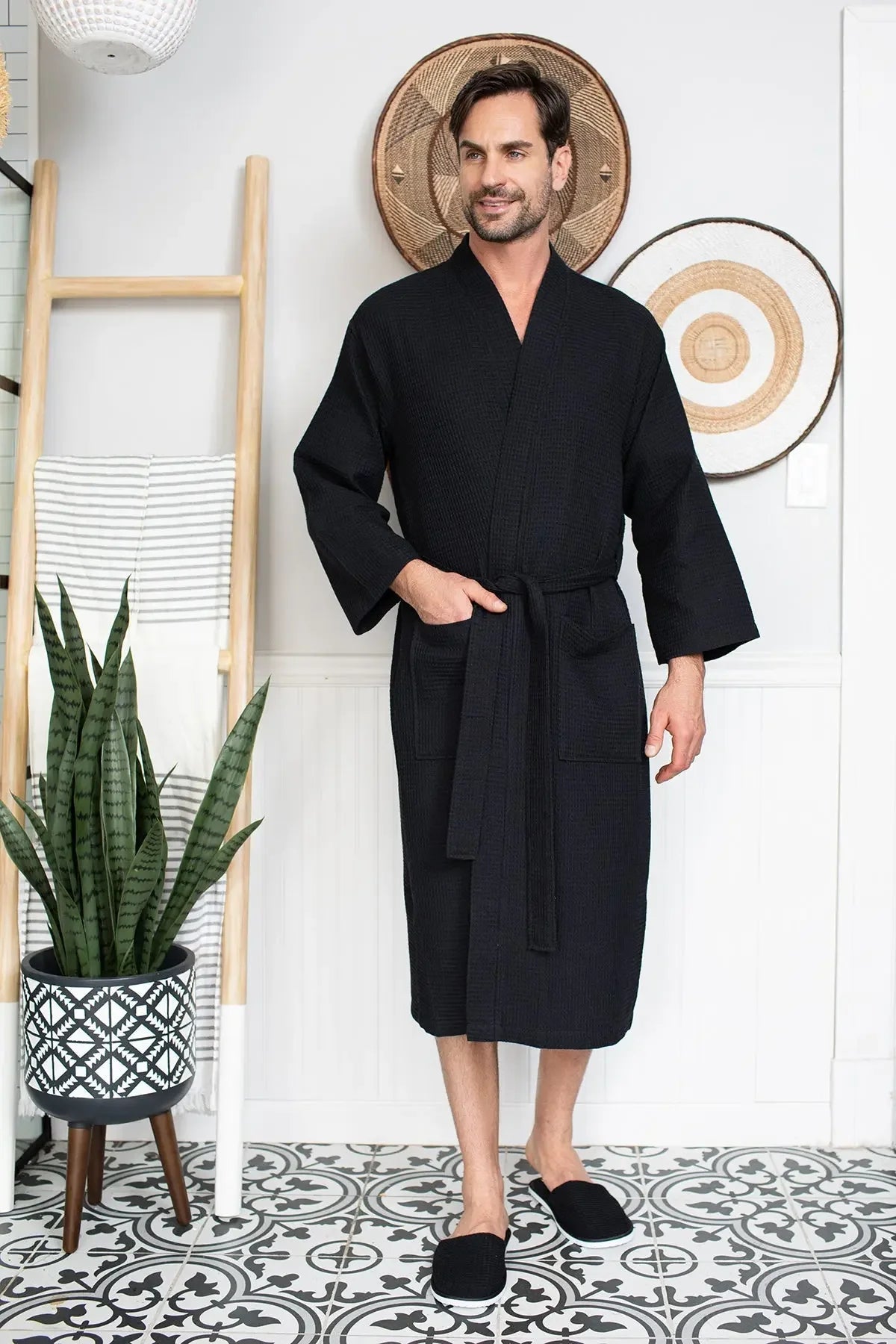Waffle Spa Bathrobe for Men - Absorbent, Lightweight - The Coin Has A Say