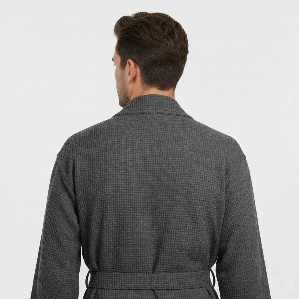 Waffle Spa Bathrobe for Men - Absorbent, Lightweight - The Coin Has A Say