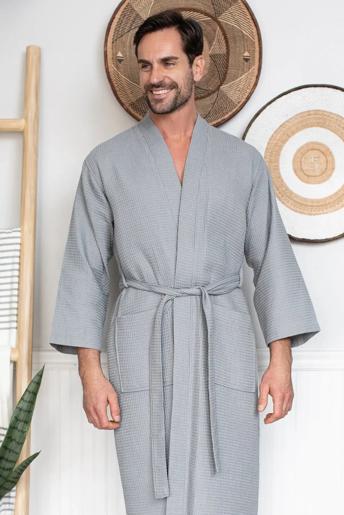 Waffle Spa Bathrobe for Men - Absorbent, Lightweight - The Coin Has A Say