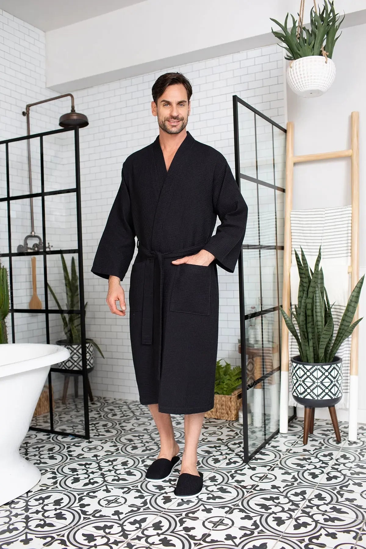 Waffle Spa Bathrobe for Men - Absorbent, Lightweight - The Coin Has A Say