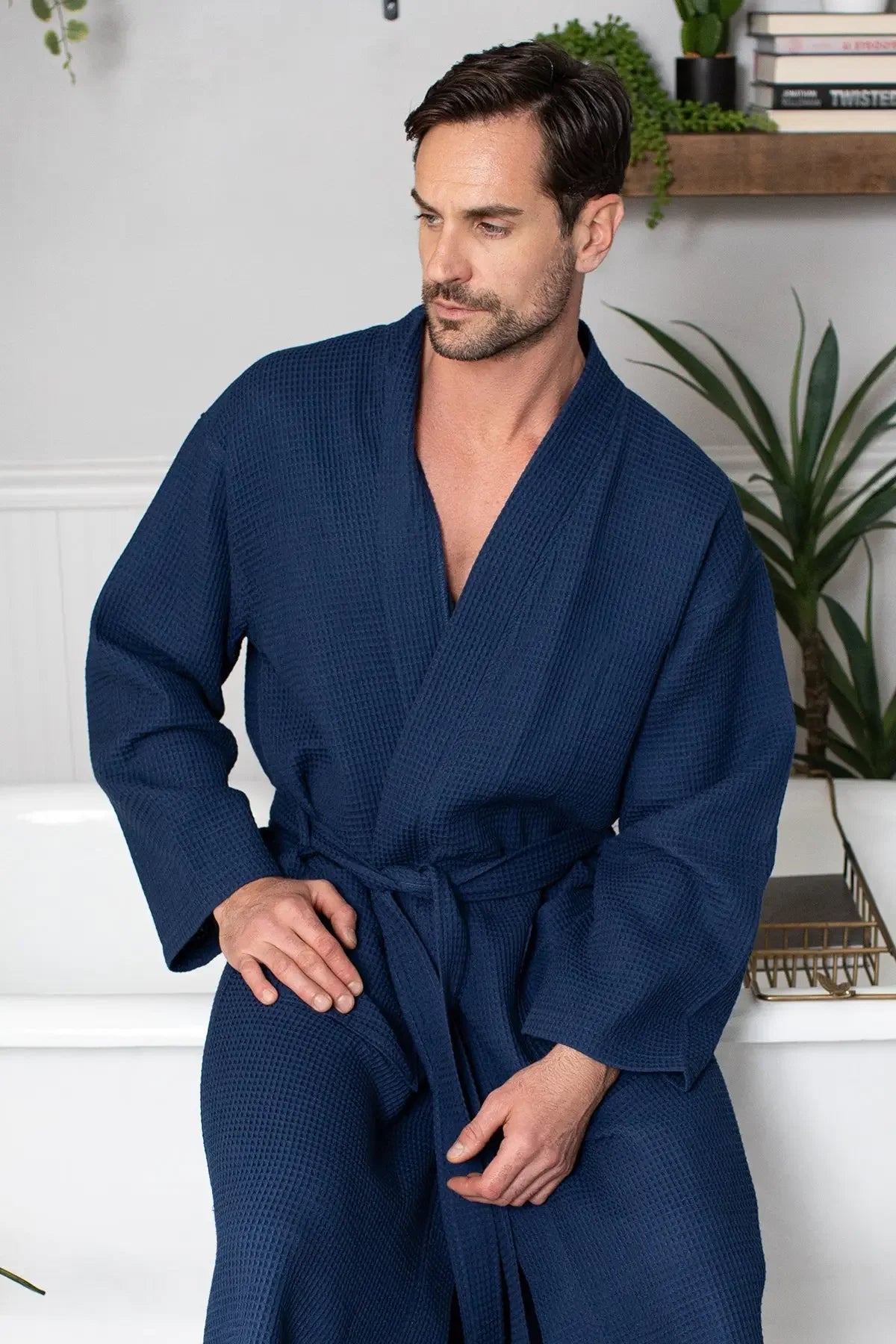 Waffle Spa Bathrobe for Men - Absorbent, Lightweight - The Coin Has A Say