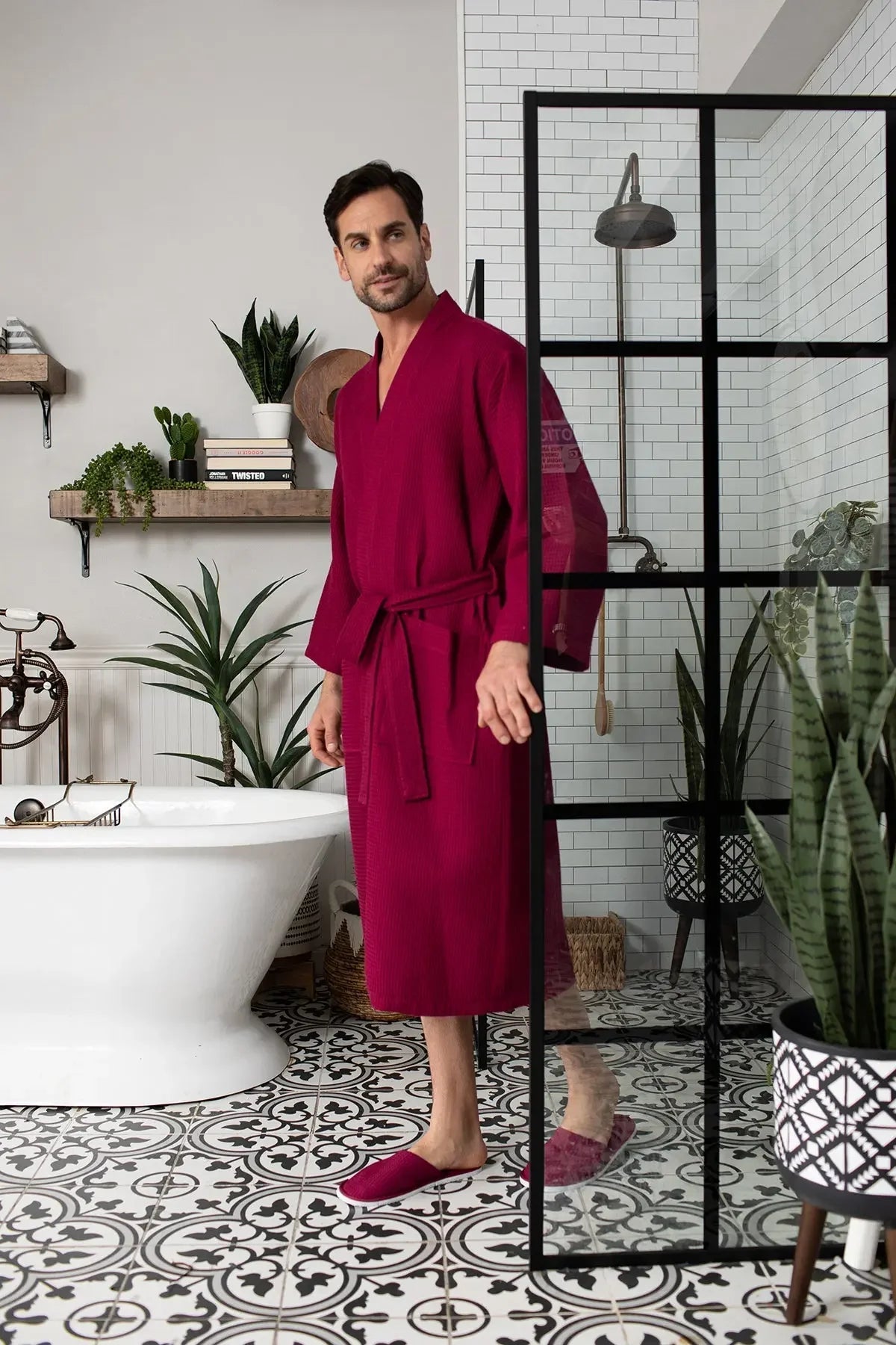 Waffle Spa Bathrobe for Men - Absorbent, Lightweight - The Coin Has A Say