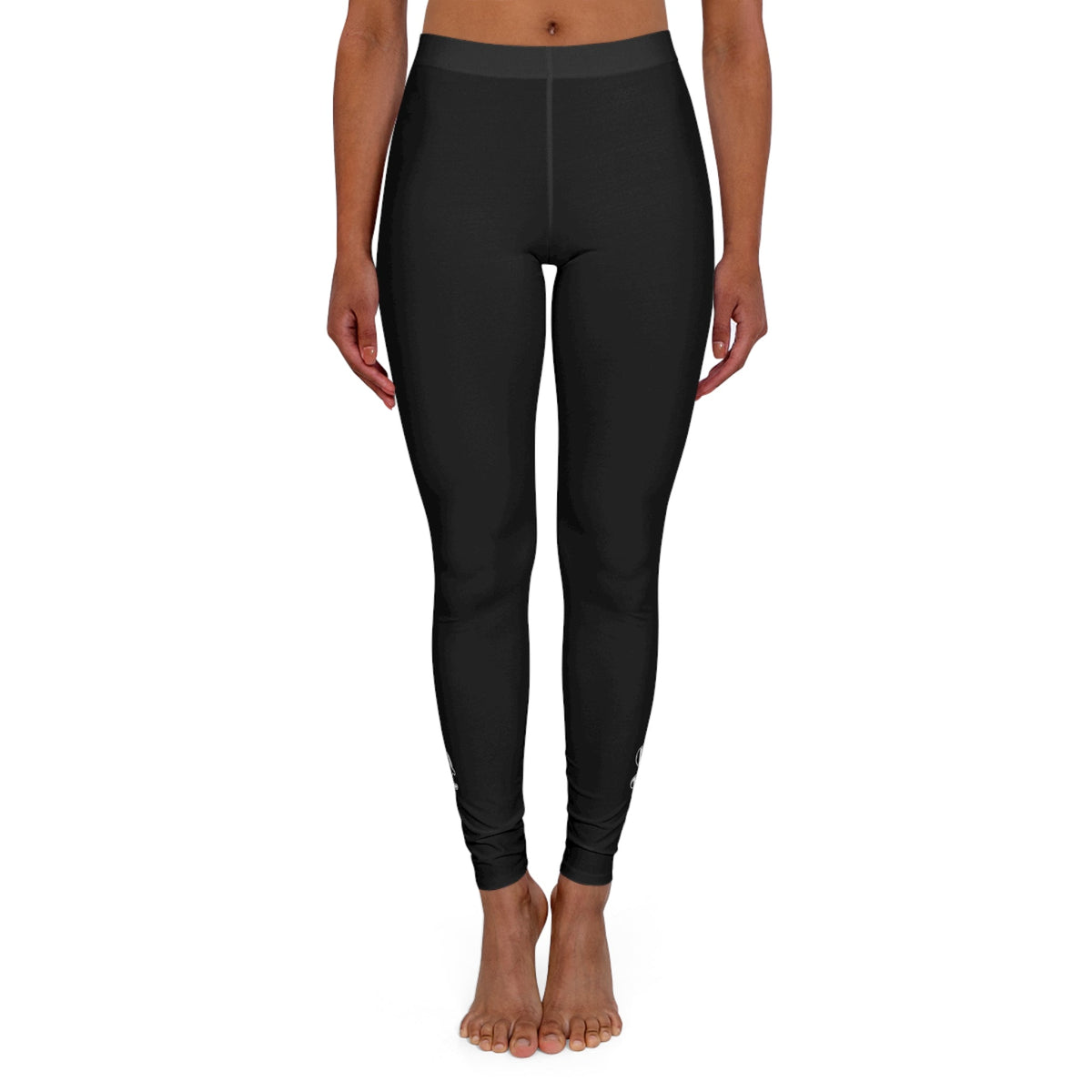 Womens Black Fitness Leggings Black and White Abstract Mama Pattern - The Coin Has A Say