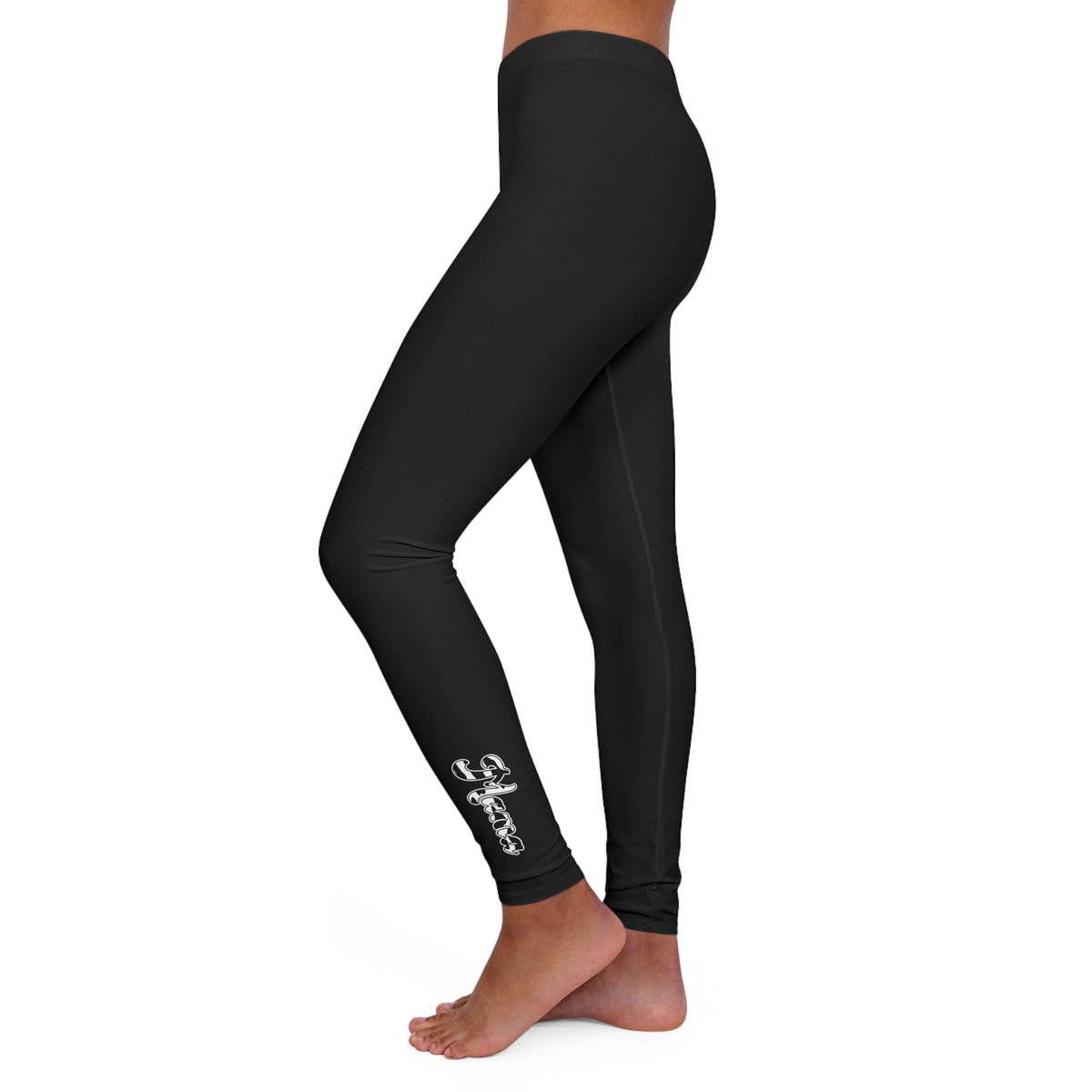 Womens Black Fitness Leggings Black and White Abstract Mama Pattern - The Coin Has A Say