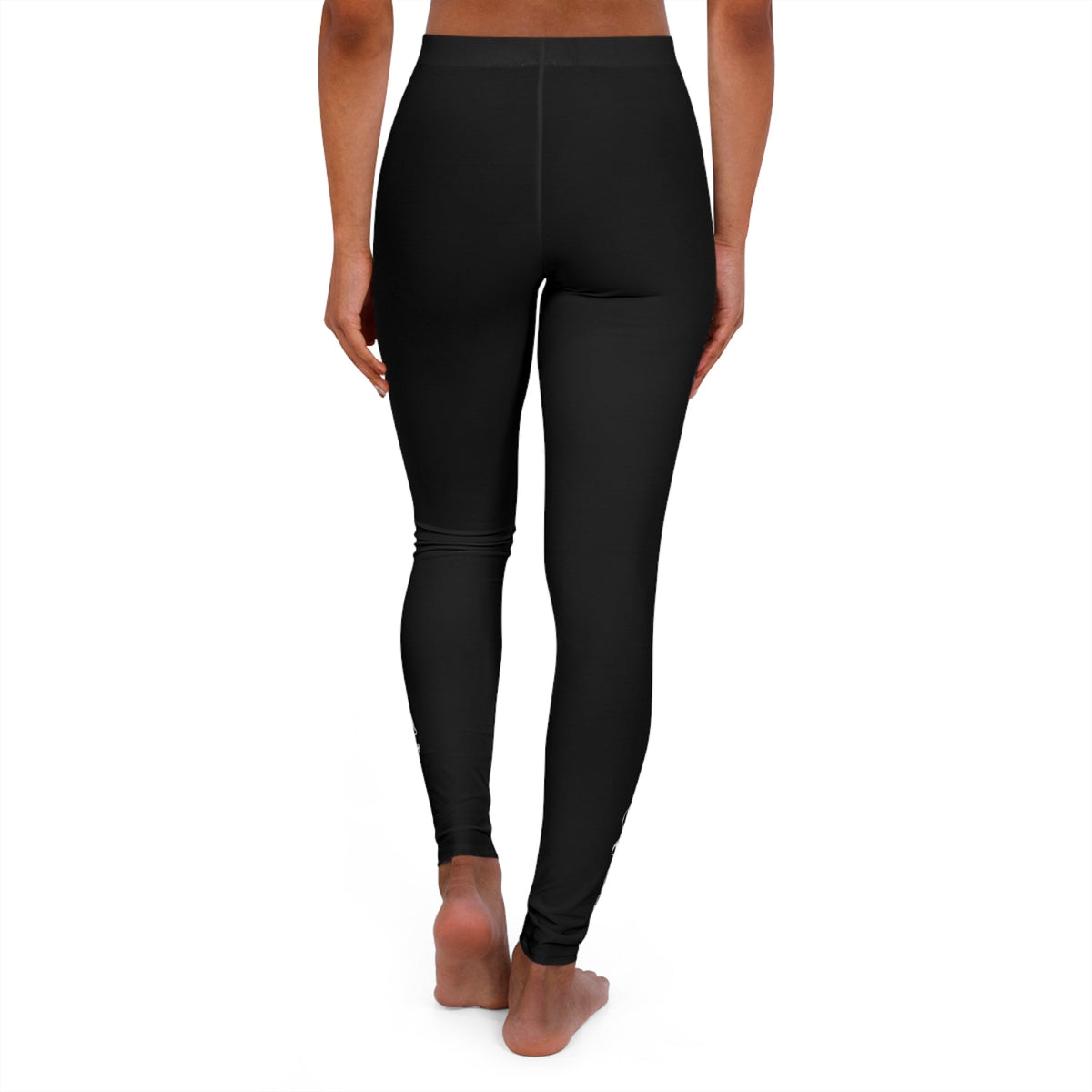 Womens Black Fitness Leggings Black and White Abstract Mama Pattern - The Coin Has A Say