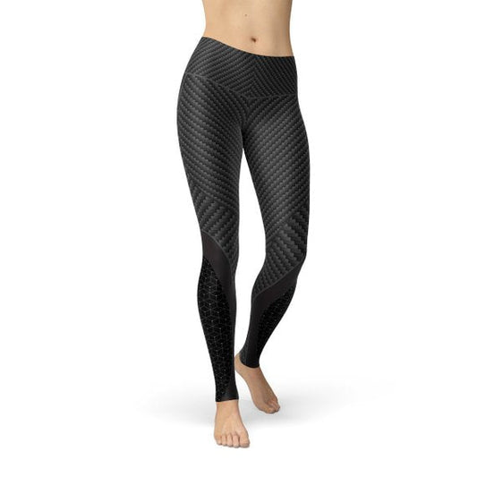 Womens Carbon Fiber Sports Leggings - The Coin Has A Say