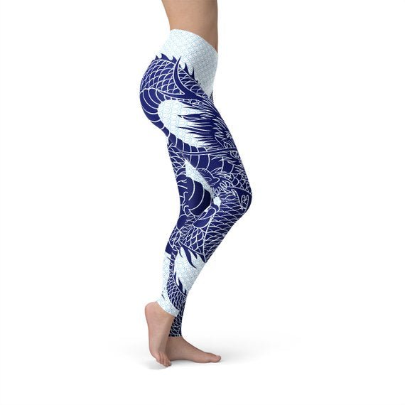 Womens Japanese Dragon Leggings - The Coin Has A Say