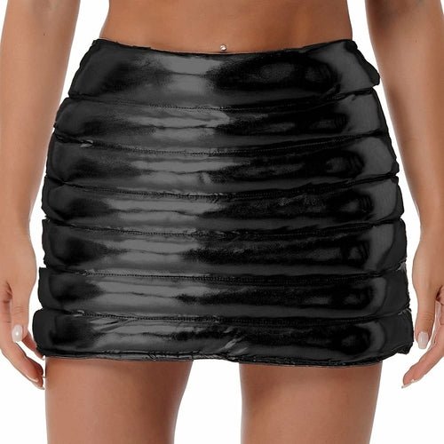 Womens Lightweight Metallic Shiny Skirts Winter Warm A-Line Mini - The Coin Has A Say