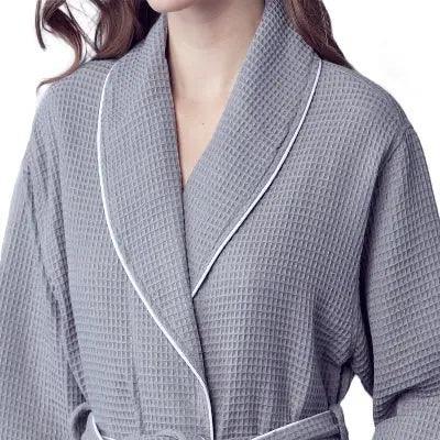 Women’s Waffle Piping Bathrobe – Lightweight Spa-Style Comfort - The Coin Has A Say