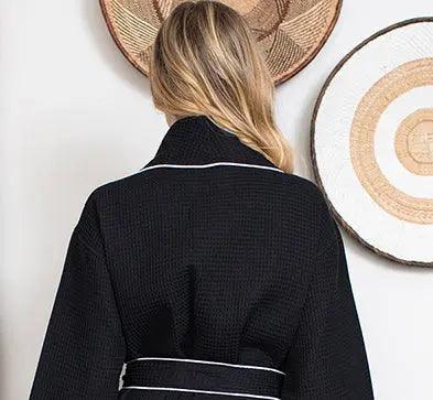 Women’s Waffle Piping Bathrobe – Lightweight Spa-Style Comfort - The Coin Has A Say