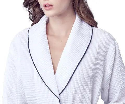 Women’s Waffle Piping Bathrobe – Lightweight Spa-Style Comfort - The Coin Has A Say