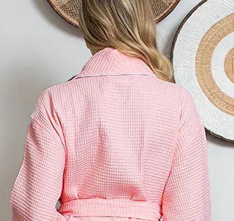 Women’s Waffle Piping Bathrobe – Lightweight Spa-Style Comfort - The Coin Has A Say